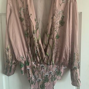 Zara satin like bodysuit shirt